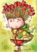Gar&ccedil;on espi&egrave;gle aux cheveux fleuris et color&eacute;s